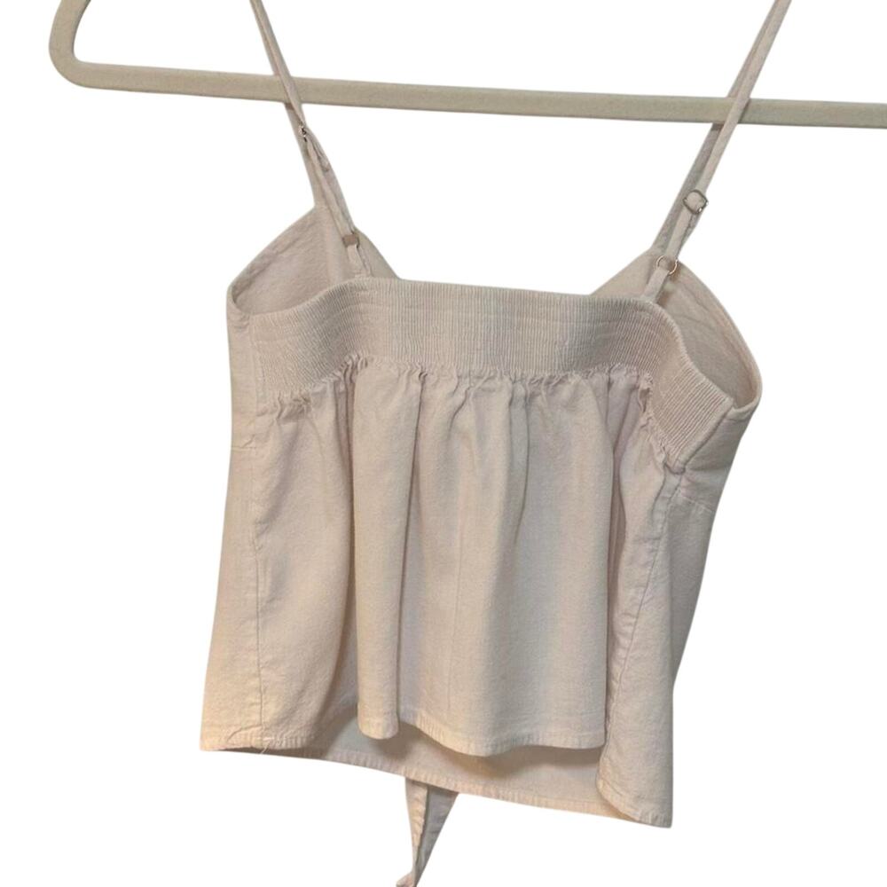 Y2K White Tie Front Cami Top One Size Coquette Minimal Summer Crop Tank - Picture 7 of 8